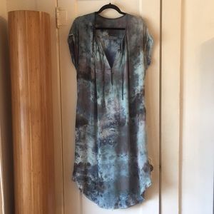 Raquel Allegra Blue Silk & Jersey Tie-dye Dress